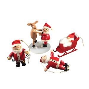 Vintage Avon Gallery Originals Hand-Painted Wood Ornaments (Set of 7) -1980s - v